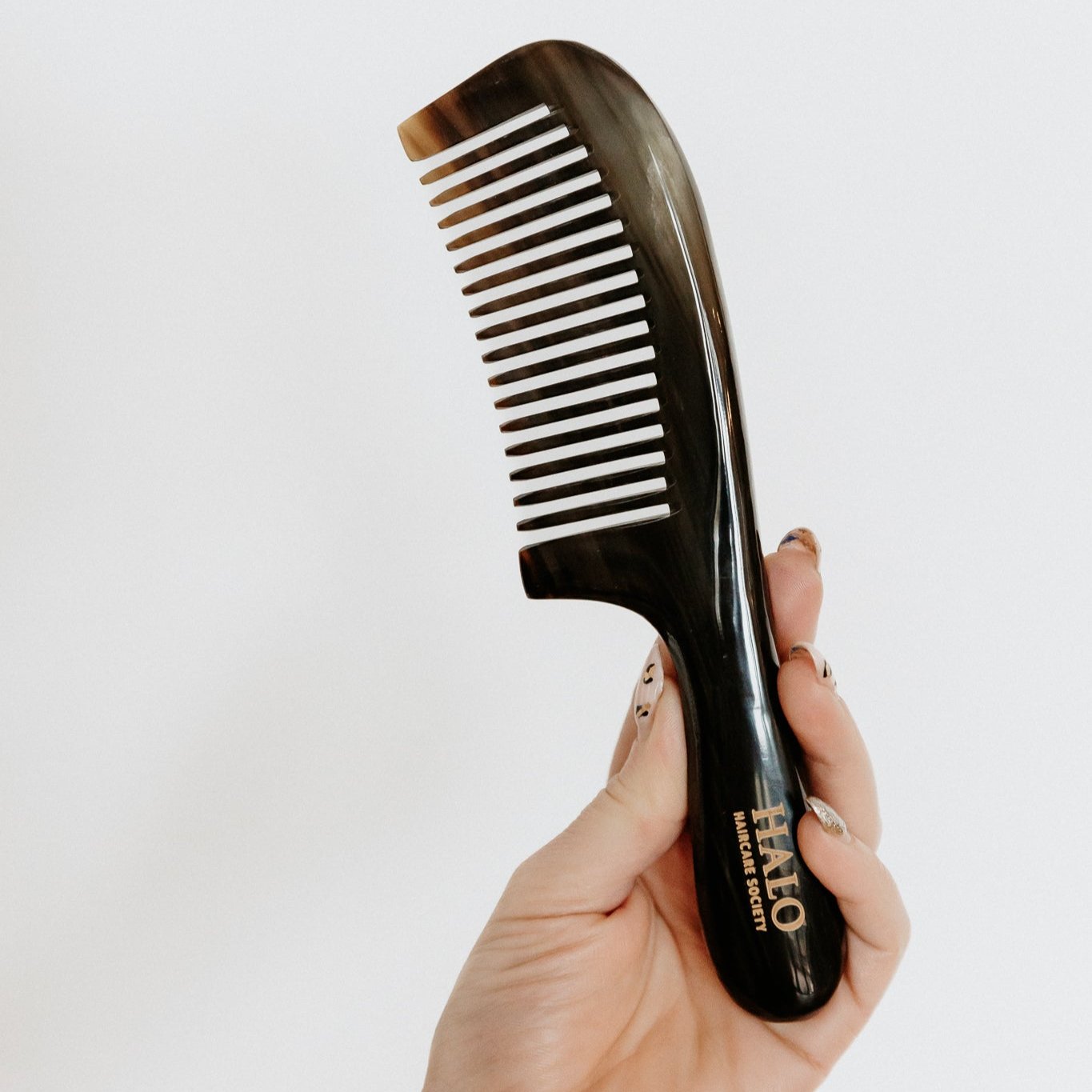 Partner in  Style - Horn Pin Long Handled wide tooth Comb.