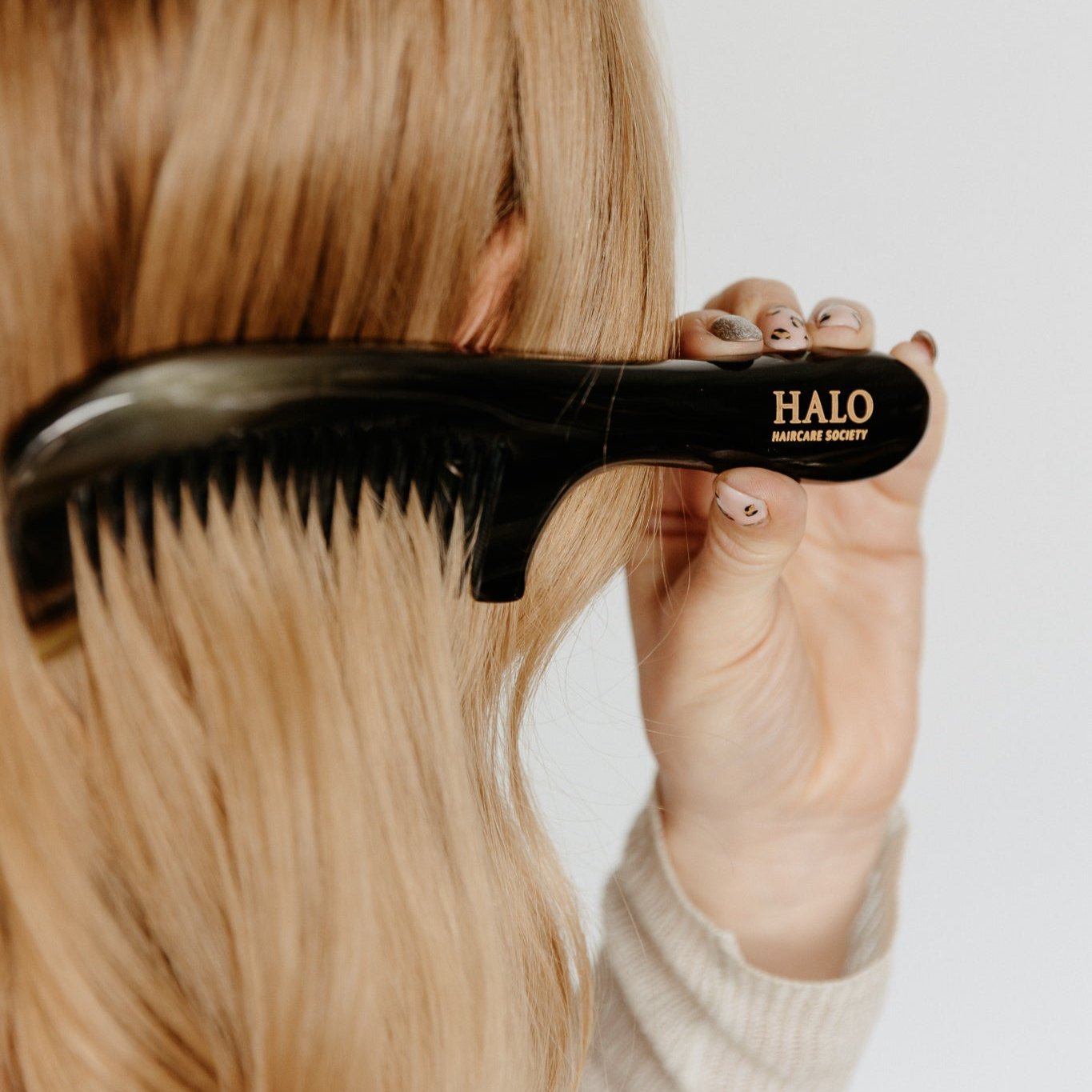 Partner in  Style - Horn Pin Long Handled wide tooth Comb.