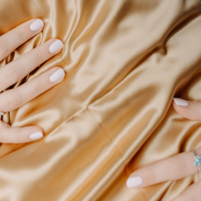 Gold mulberry silk turban