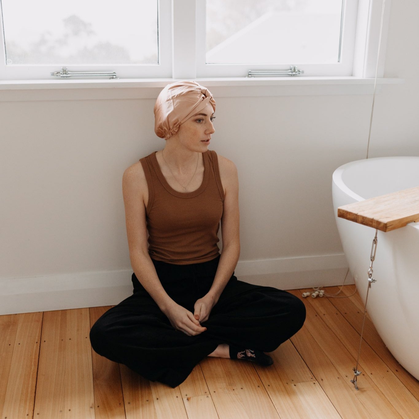 silk hair turban with ruching for all hair types and lengths