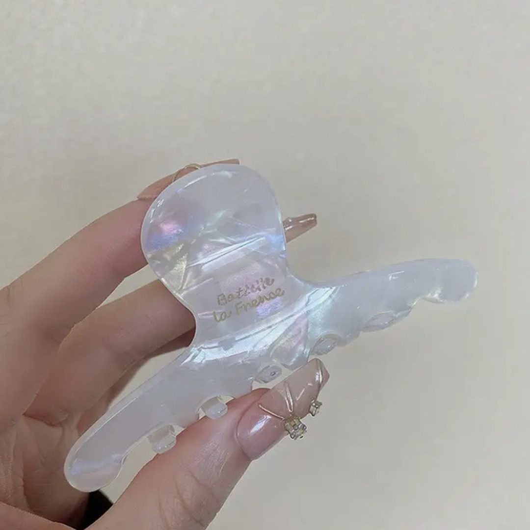 white, clear large claw clip