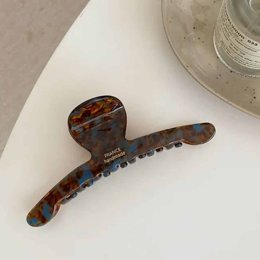 Turquoise and brown toned large claw clip