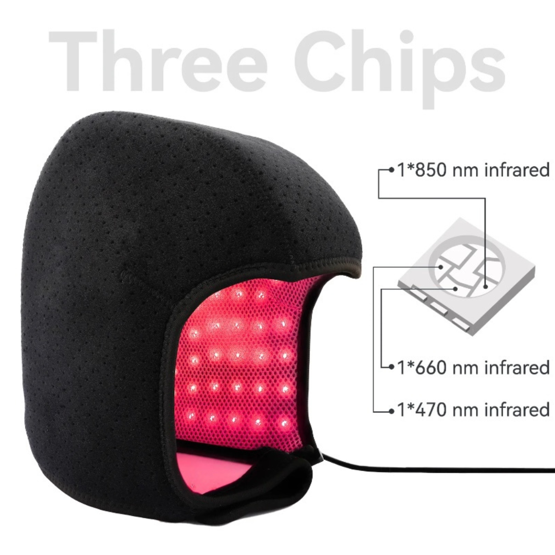 LLLT to help reduce inflammation in those suffering with hair loss and help to ignite healthy growth in people suffering hair loss. Blue and red light therapy.