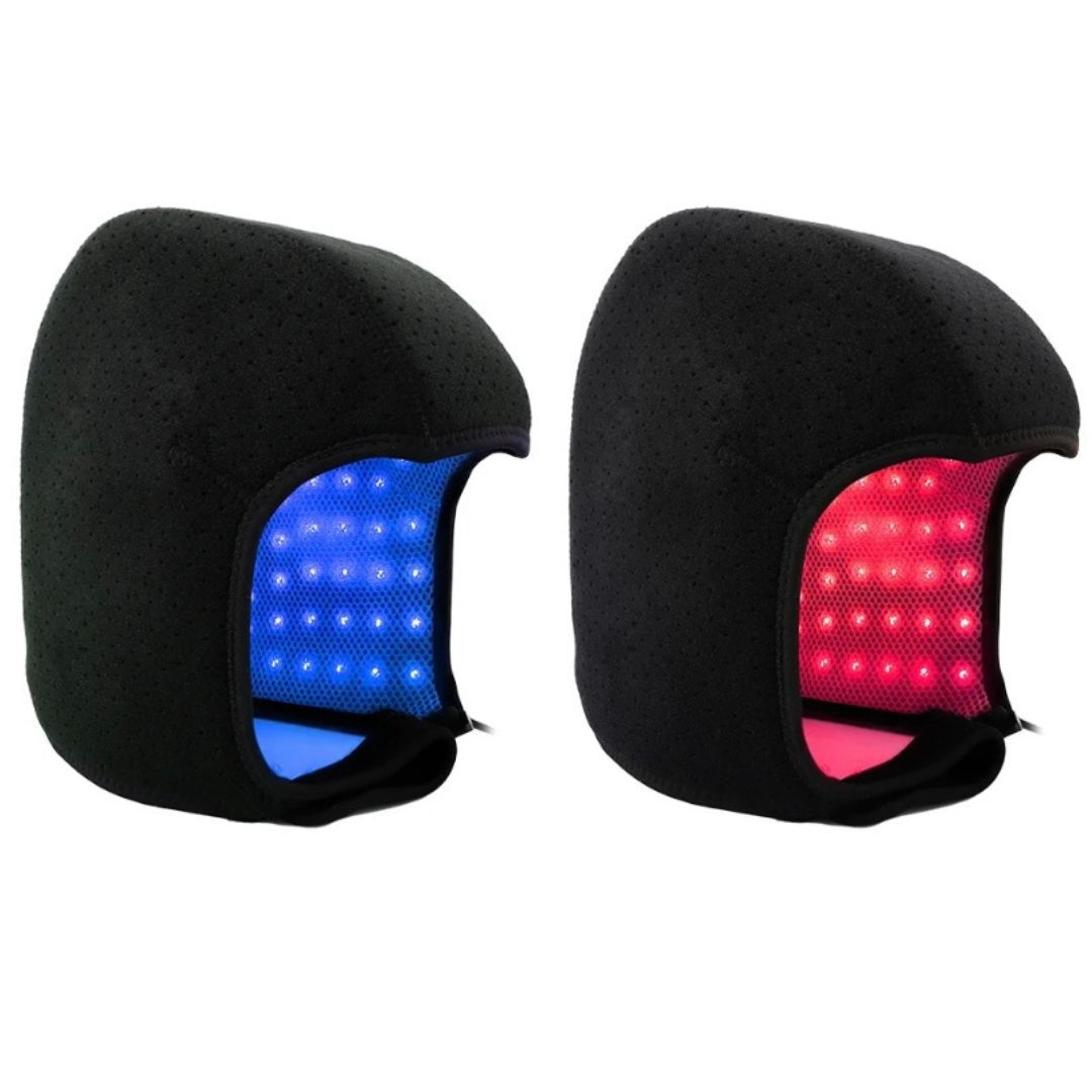 LLLT to help reduce inflammation in those suffering with hair loss and help to ignite healthy growth in people suffering hair loss. Blue and red light therapy.