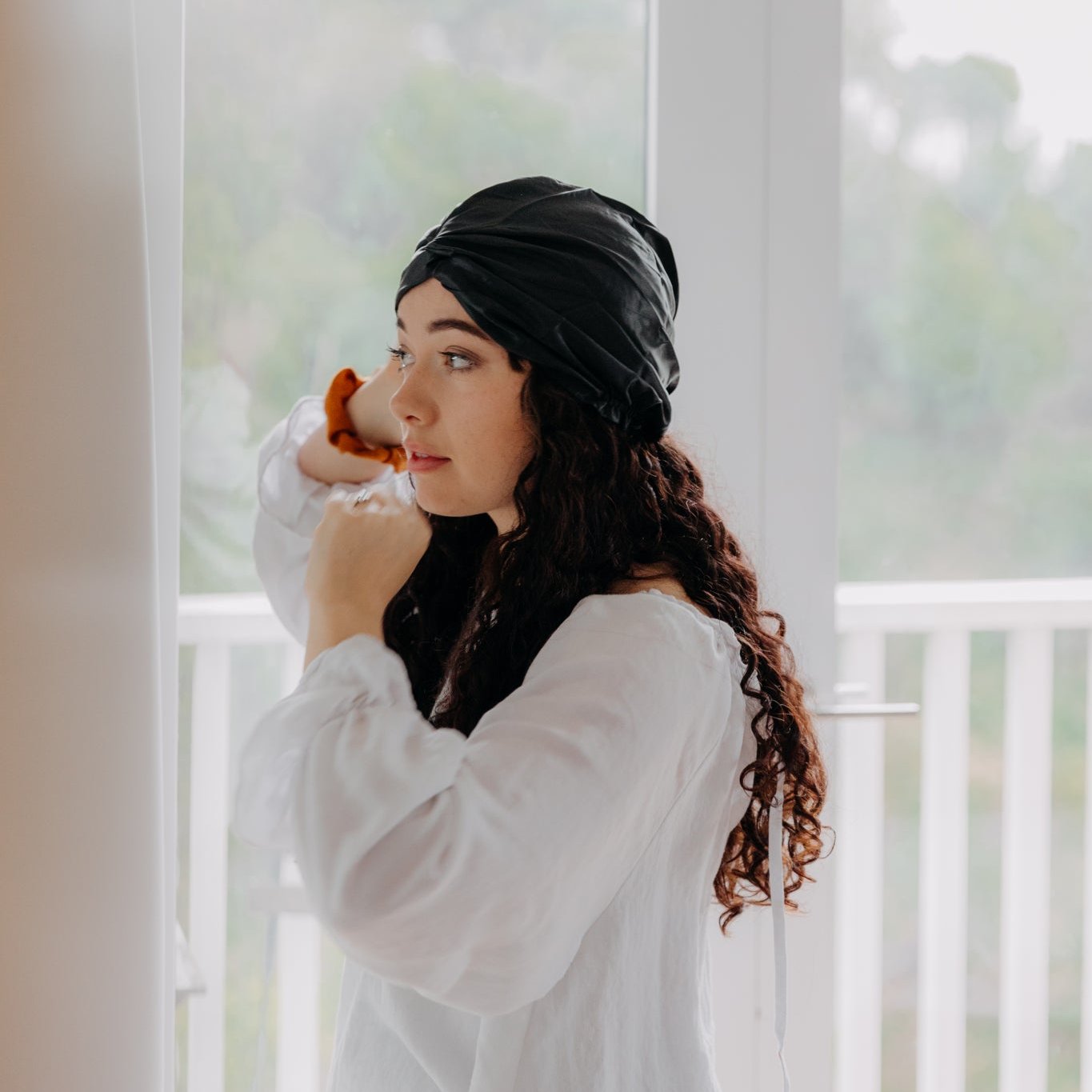 black mulberry silk hair turban