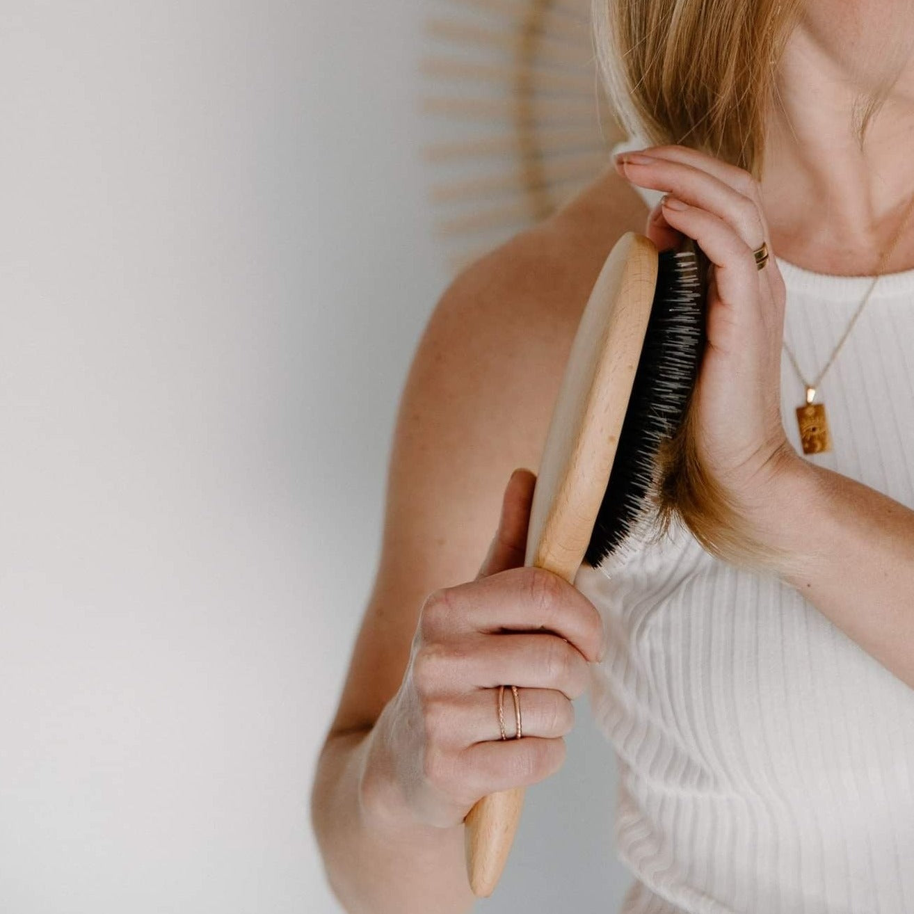 Gently remove tangles and add shine with our 100% boar Bristle Brush